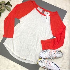 J. CREW Contrast Linen Baseball Tee, Sz L